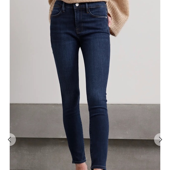 $240 FRAME 27 Le High Skinny High-rise Jeans Dark-blue Faded - Picture 1 of 5